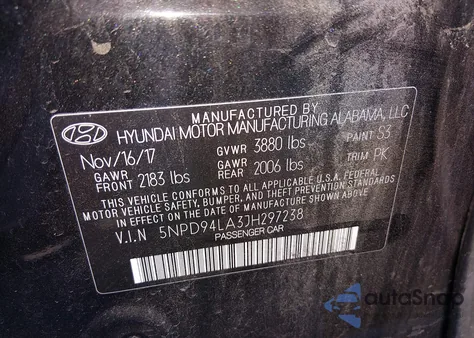 2018 Hyundai Elantra Eco из США, поврежденный, VIN 5NPD94LA3JH297238